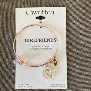 NWT $55 Macys Unwritten Girlfriends Bracelet Rose Gold Beads Heart